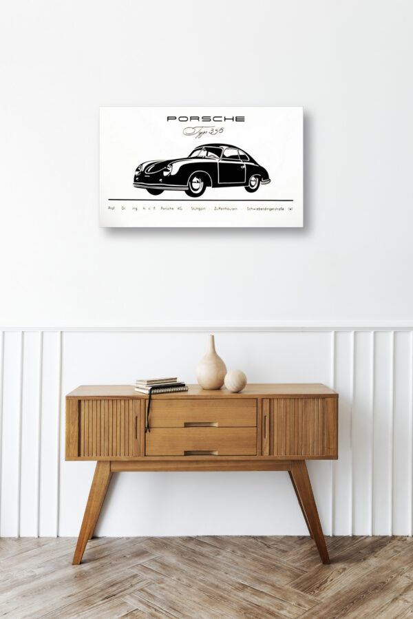 Wooden sideboard table with books and a vase Mod/001 - Porsche typ 356 (1948 à 1965)