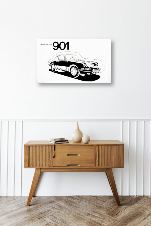 Wooden sideboard table with books and a vase Mod/002 - Porsche typ 901