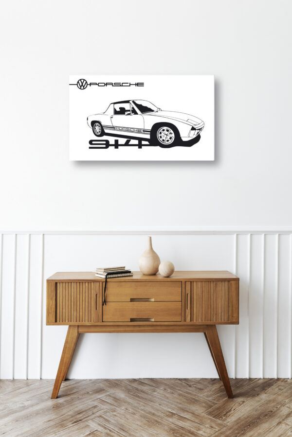 Wooden sideboard table with books and a vase Mod/003 - Porsche typ 914 (1972)