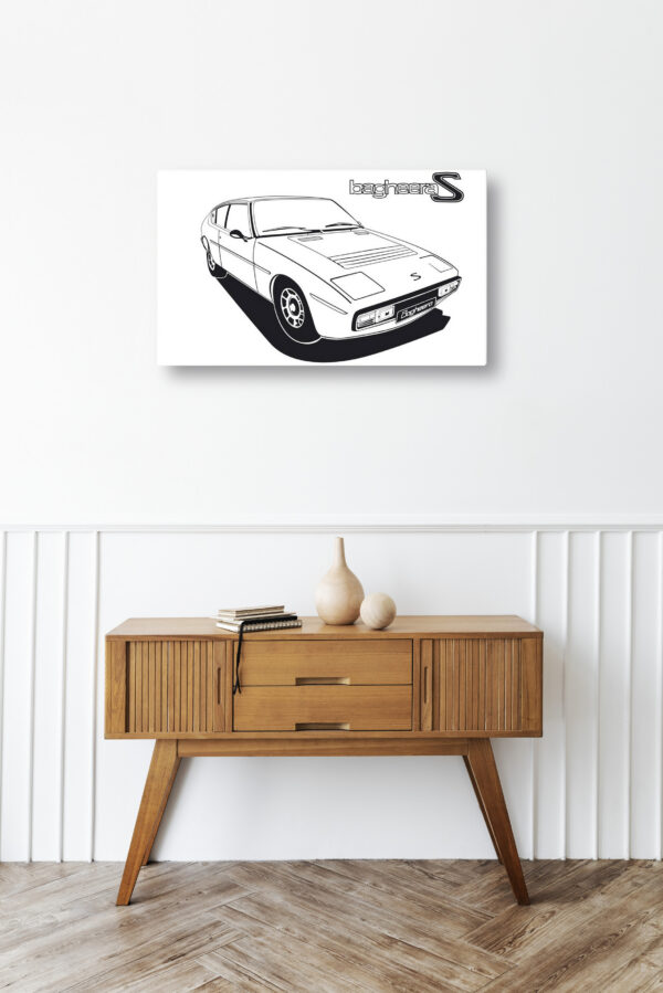 Wooden sideboard table with books and a vase Mod/004 - Matra-Simca Bagheera S série 1 (1976)