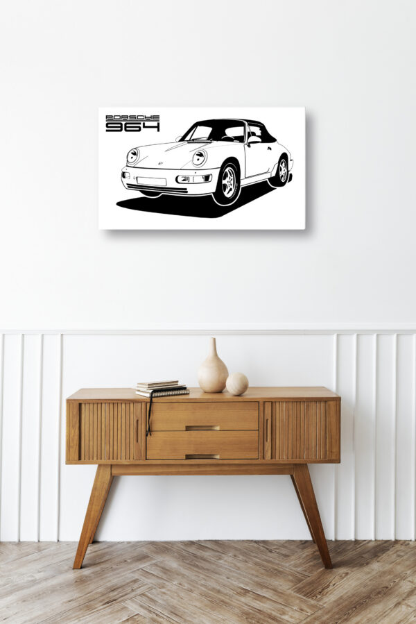 Wooden sideboard table with books and a vase Mod/005 - Porsche typ 964 (1988)