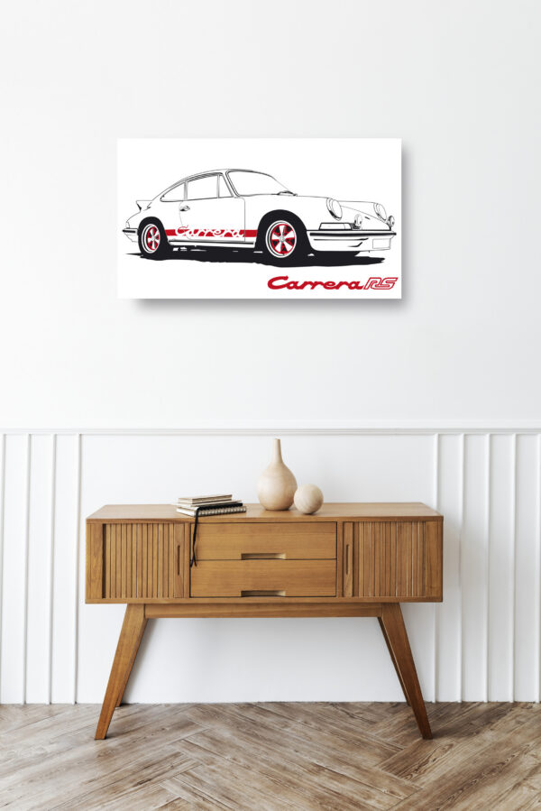 Wooden sideboard table with books and a vase Mod/008 - Porsche typ 911 Carrera RS (de 1973)