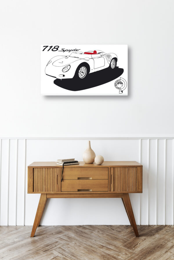 Wooden sideboard table with books and a vase Mod/009 - Porsche typ 718 RSK Spyder (de 1959)