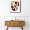 Wooden sideboard table with books and a vase Mod/001 - The Worn Gold Porsche's Emblem