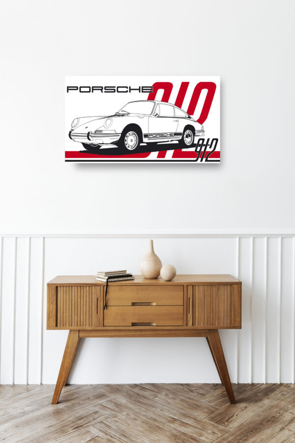 Wooden sideboard table with books and a vase Mod/014 - Porsche typ 912 S (de 1965)