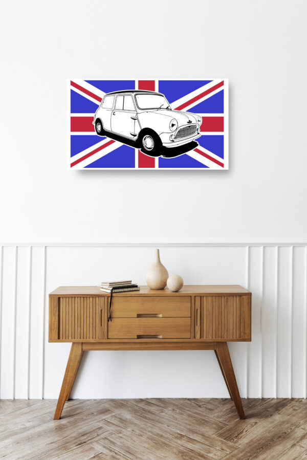 Wooden sideboard table with books and a vase Mod/015 - Mini Morris Cooper (de 1960)