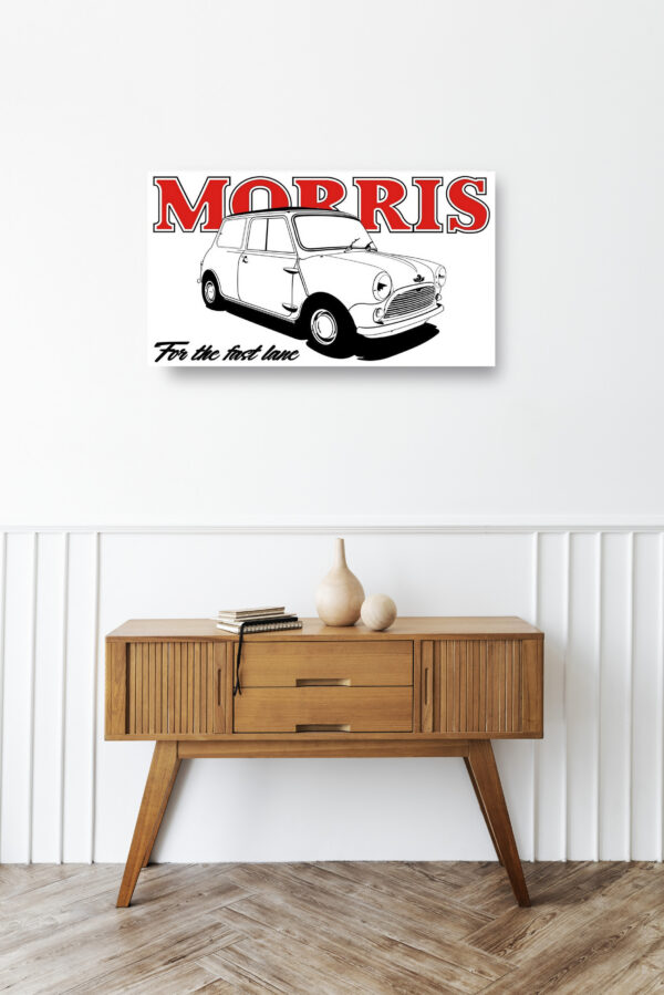 Wooden sideboard table with books and a vase Mod/016 - Mini Morris Cooper bis (de 1960)