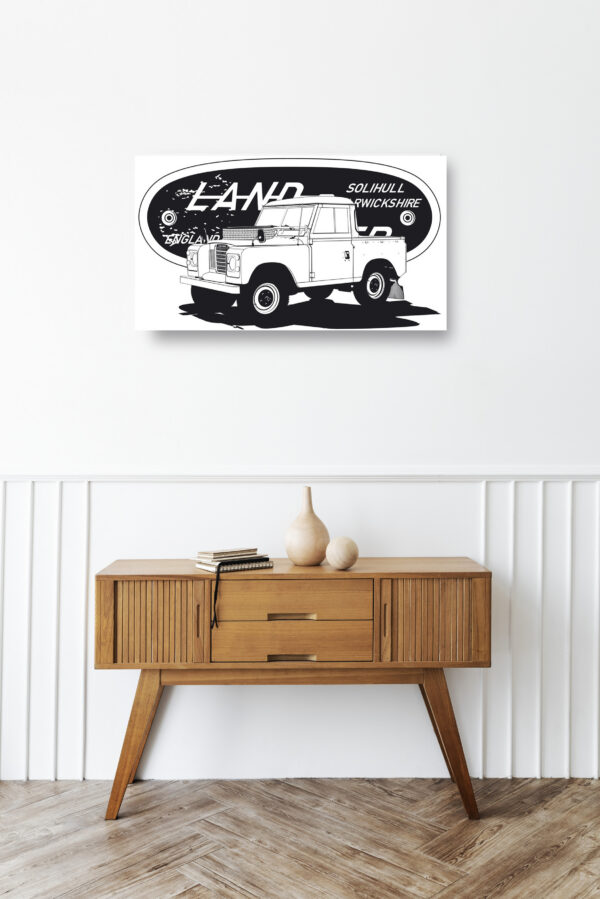 Wooden sideboard table with books and a vase Mod/019 - Land rover series III mod.88 Pick-up (de 1971 à 1985)