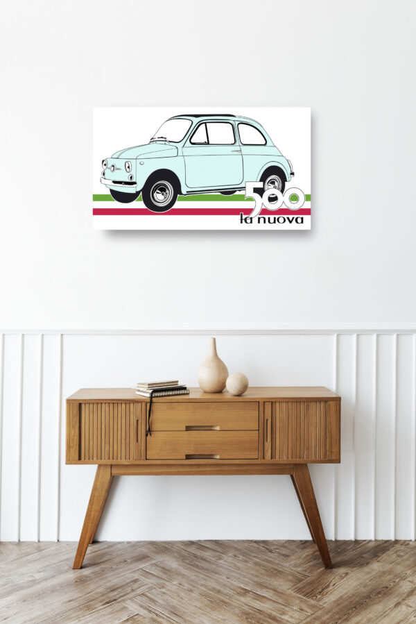 Wooden sideboard table with books and a vase Mod/023 - Fiat 500 La Nuova (de 1957)