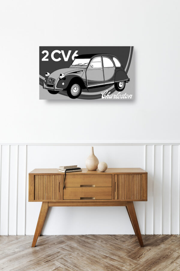Wooden sideboard table with books and a vase Mod/024 - Citroën 2CV6 Charleston (de 1983)