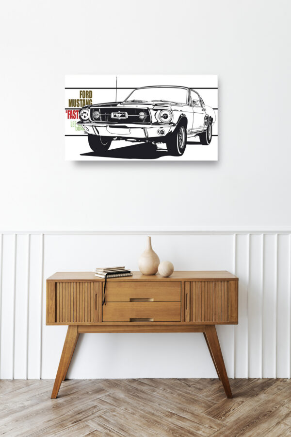 Wooden sideboard table with books and a vase Mod/026 - Ford Mustang Fastback (de 1967)