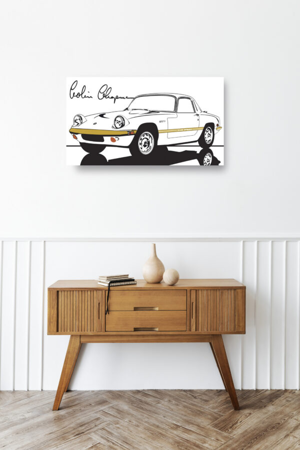 Wooden sideboard table with books and a vase Mod/029 - Lotus Elan Sprint (de 1973)