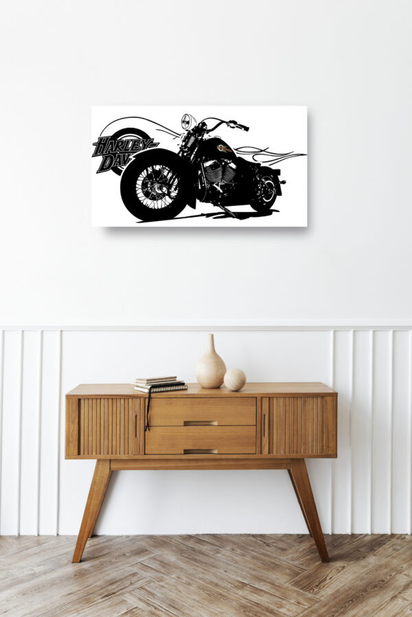 Wooden sideboard table with books and a vase Mod/032 - Harley Davidson Softail Springer