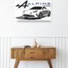 Wooden sideboard table with books and a vase Mod/033 - Alpine A110 première édition