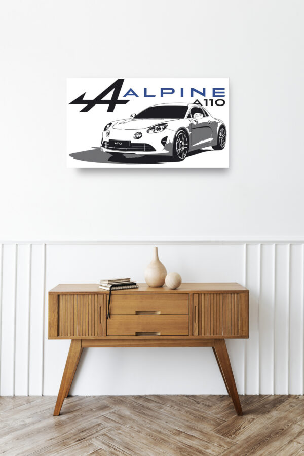 Wooden sideboard table with books and a vase Mod/033 - Alpine A110 première édition
